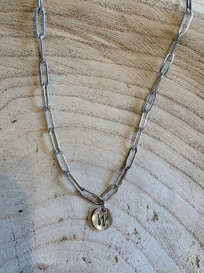 letter paperclip chain necklace - w