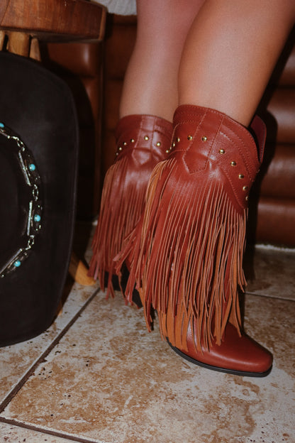 Bayley Fringe Cowgirl Boots - Brown