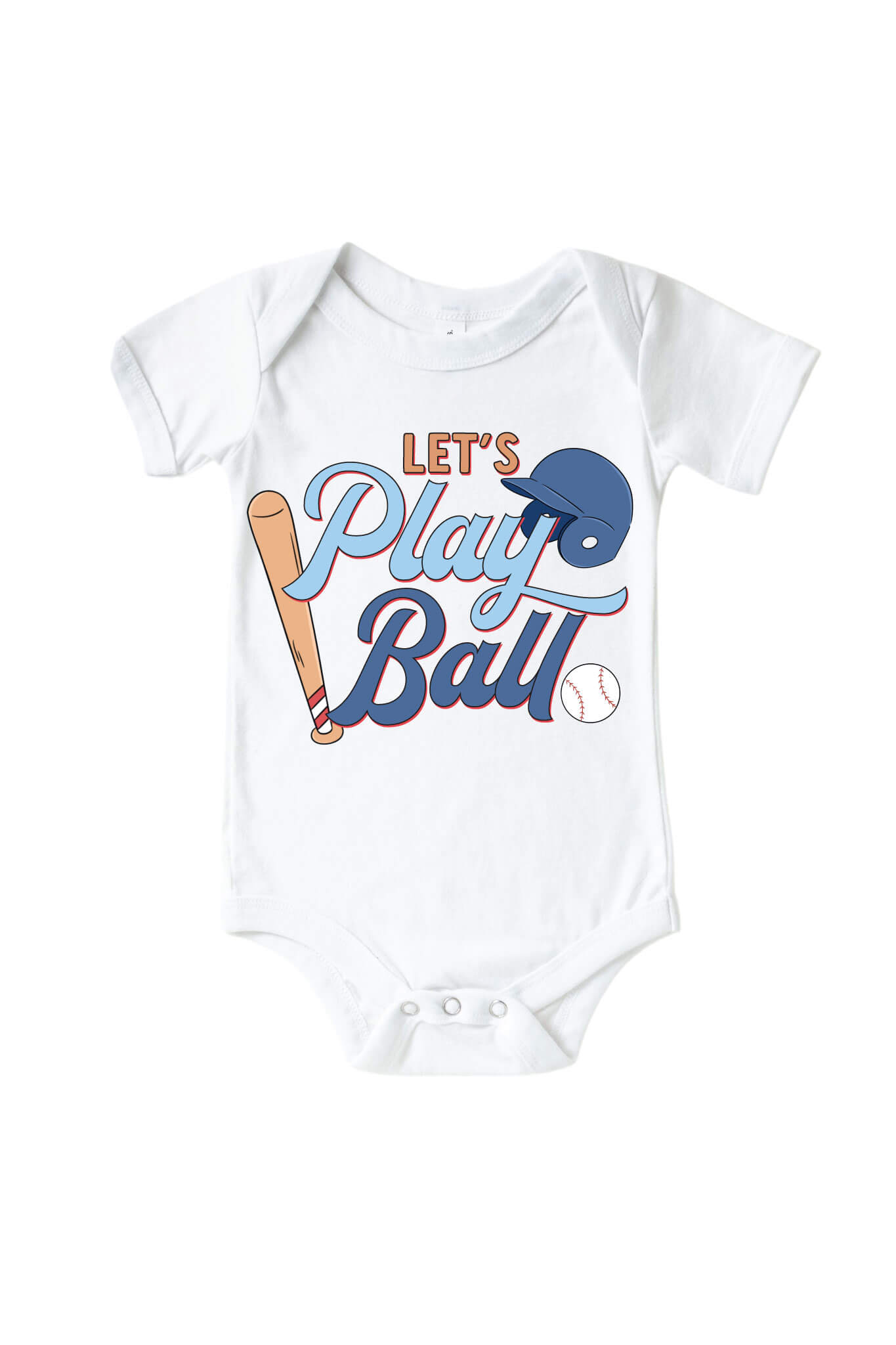 Let's Play Ball Blue Graphic Bodysuit & Kids Tee | White