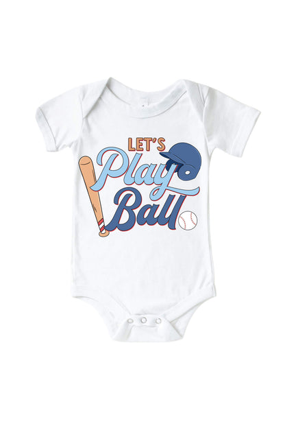 Let's Play Ball Blue Graphic Bodysuit & Kids Tee | White