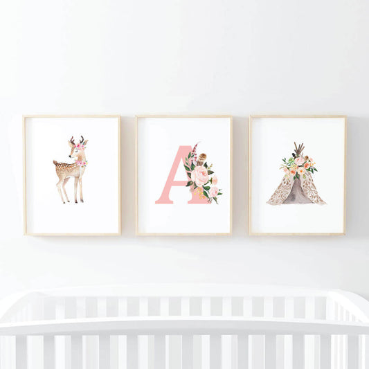 Blakely's Boho Woodland Deer Bundled Digital Nursery Art