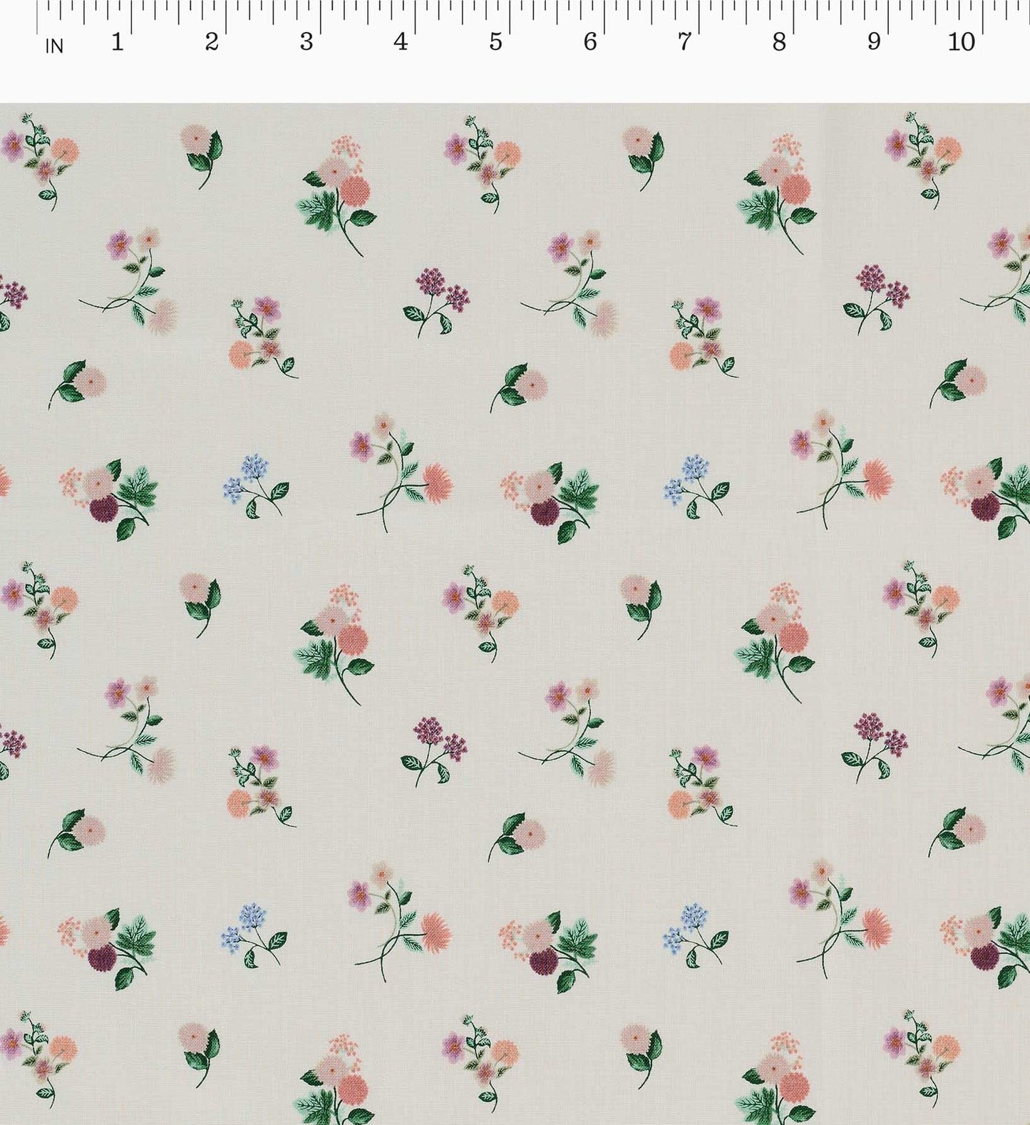 Ditsy Dahlia Cotton Fabric - Cream
