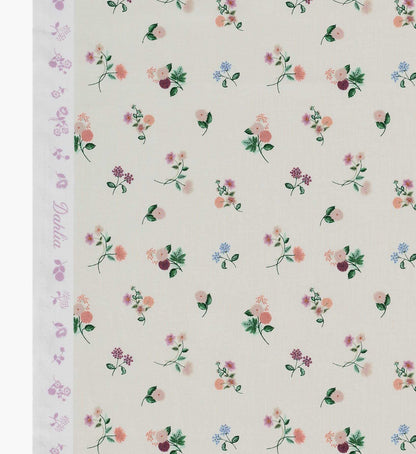 Ditsy Dahlia Cotton Fabric - Cream