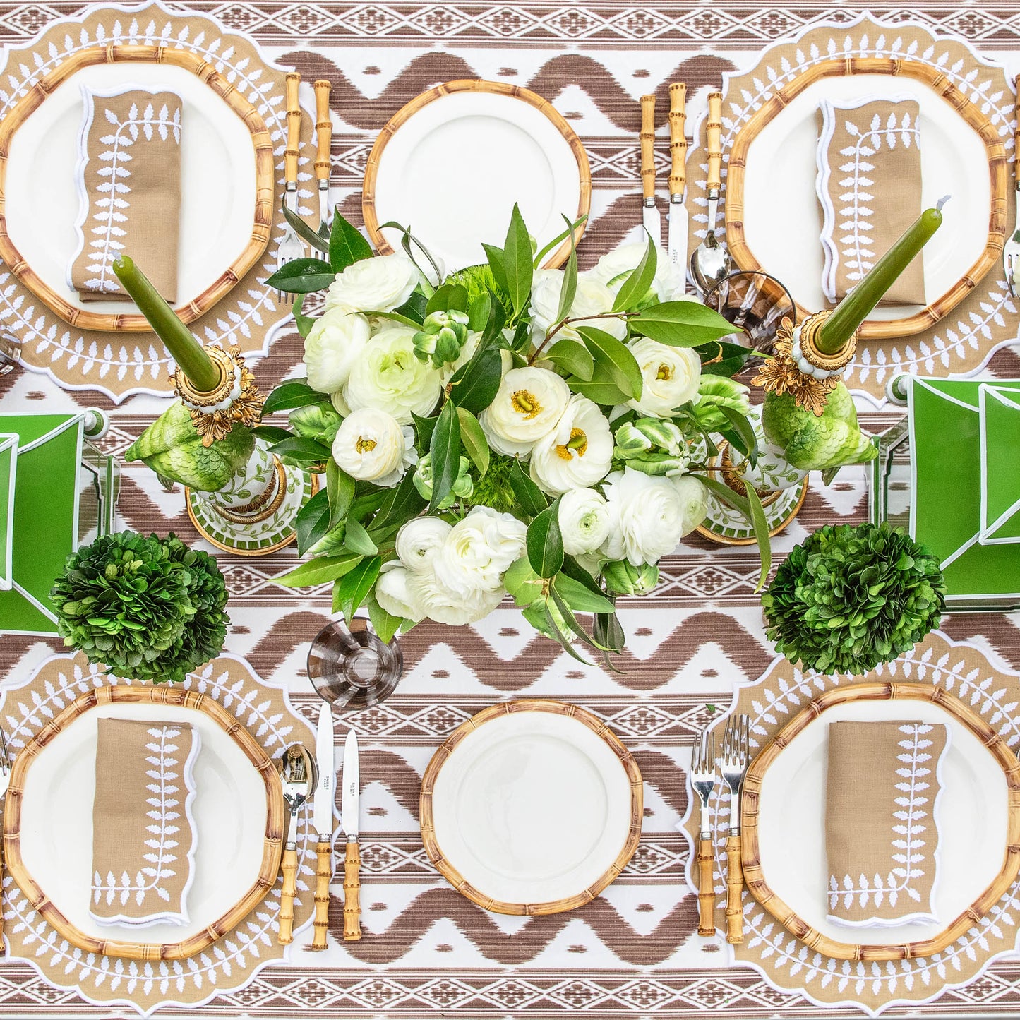Chocolate Ikat Tablecloth