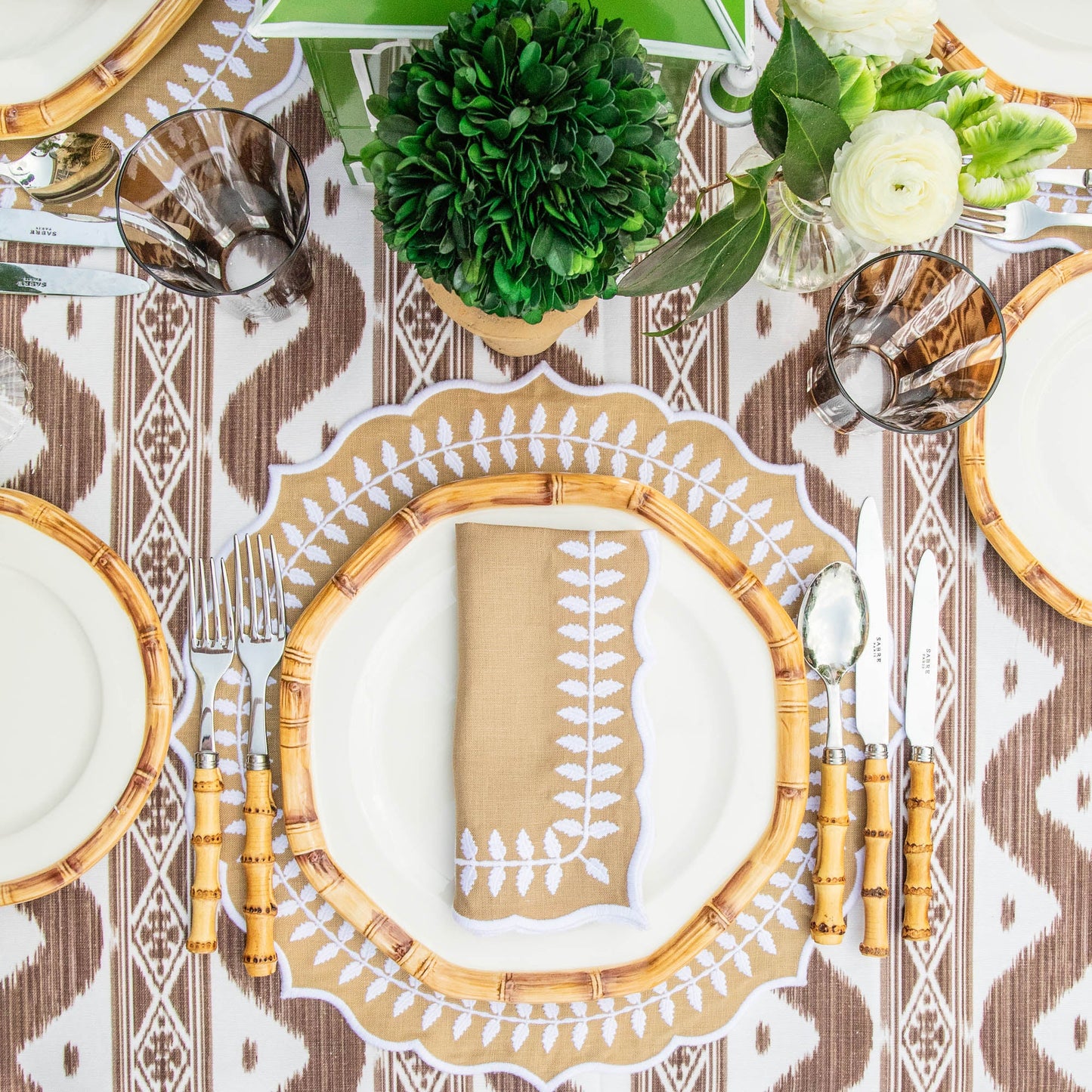 Chocolate Ikat Tablecloth