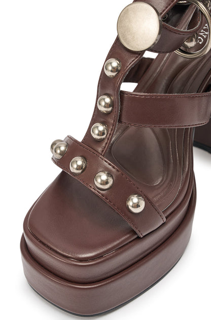 AKIRA GOLD EDIVA CHOCOLATE GLADIATOR CHUNKY SANDAL