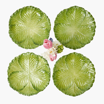 Green Serena Cabbage Dinner Plates (Set of 4)