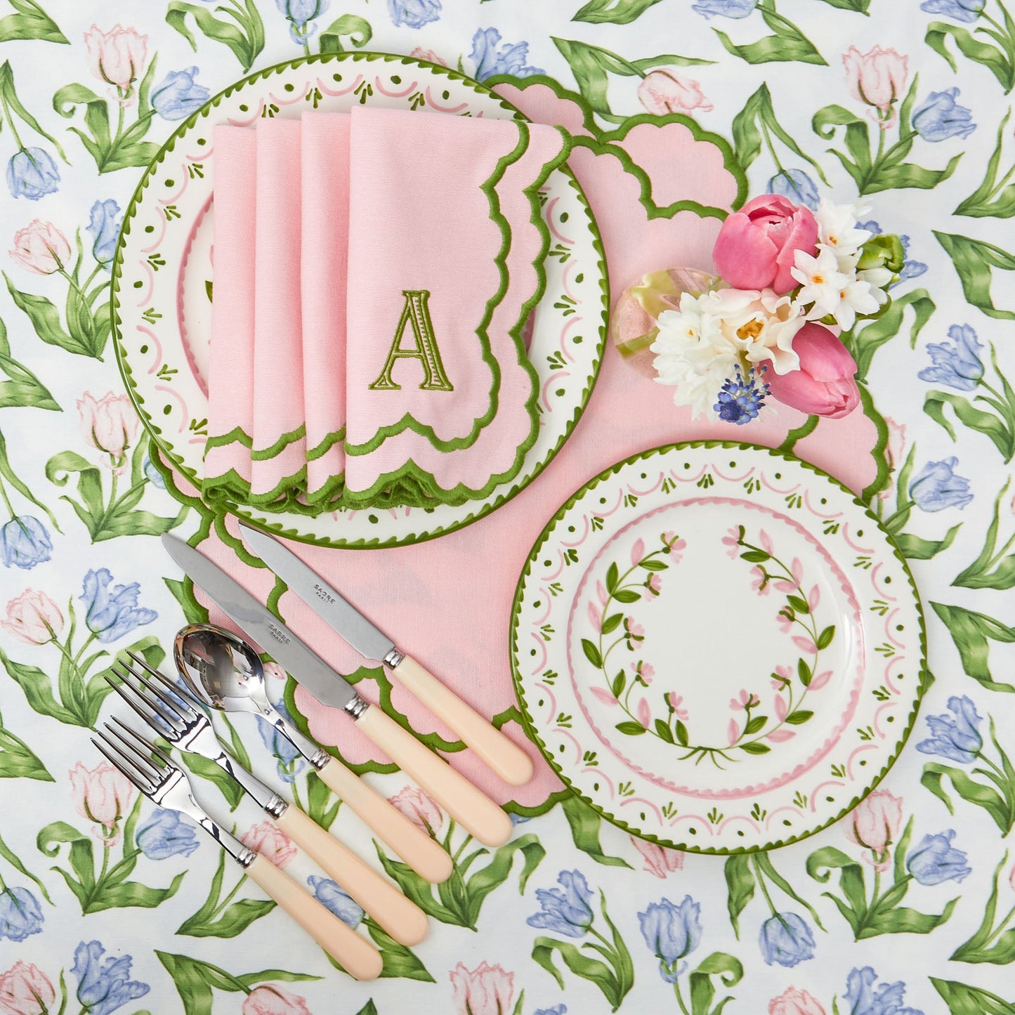Green & Pink Josephine Garland Starter Plates (Set of 4)