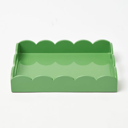 Green Small Scalloped Lacquer Tray