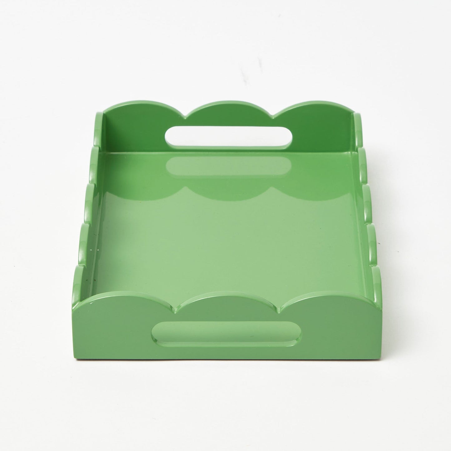 Green Small Scalloped Lacquer Tray