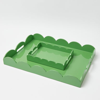 Green Small Scalloped Lacquer Tray