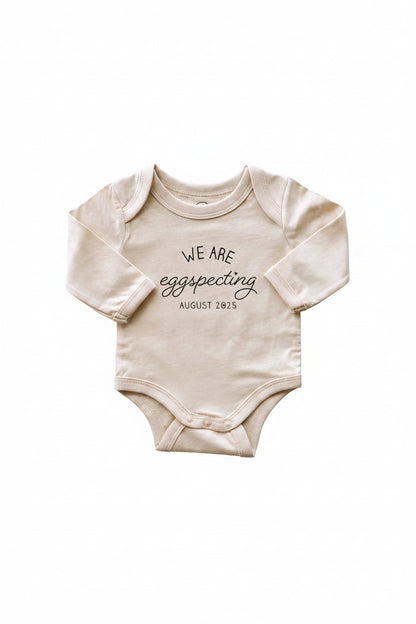 Personalized Eggspecting Long Sleeve Graphic Bodysuit | Natural