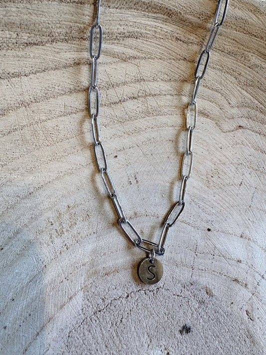 letter paperclip chain necklace - s