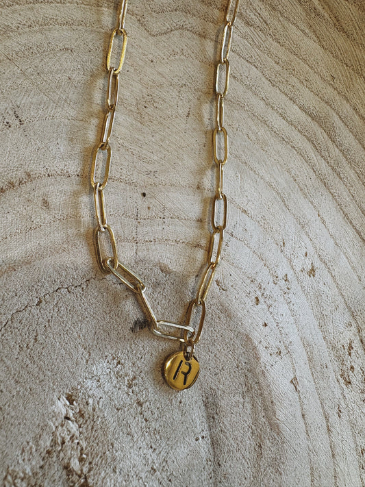 letter paperclip chain necklace - r