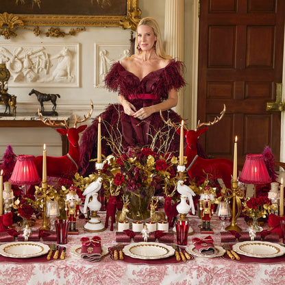 Red Gold Trimmed Velvet Napkin Bows (Set of 4)
