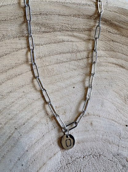 letter paperclip chain necklace - o