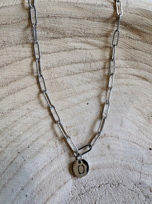 letter paperclip chain necklace - o