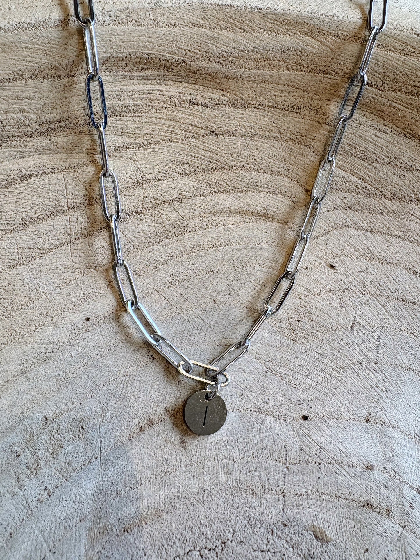 letter paperclip chain necklace - i