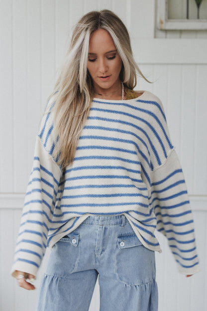 All My Stripes Oversized Sweater - Blue - Pre Order