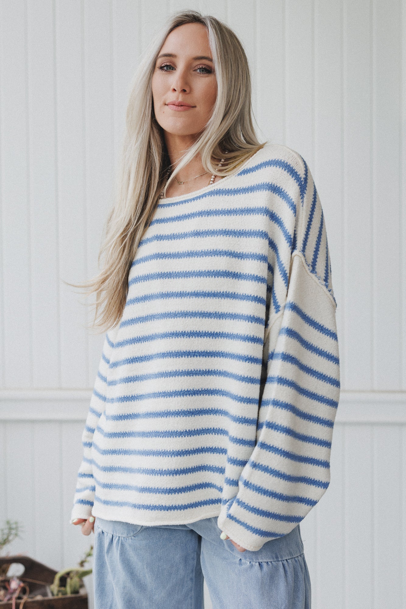 All My Stripes Oversized Sweater - Blue - Pre Order