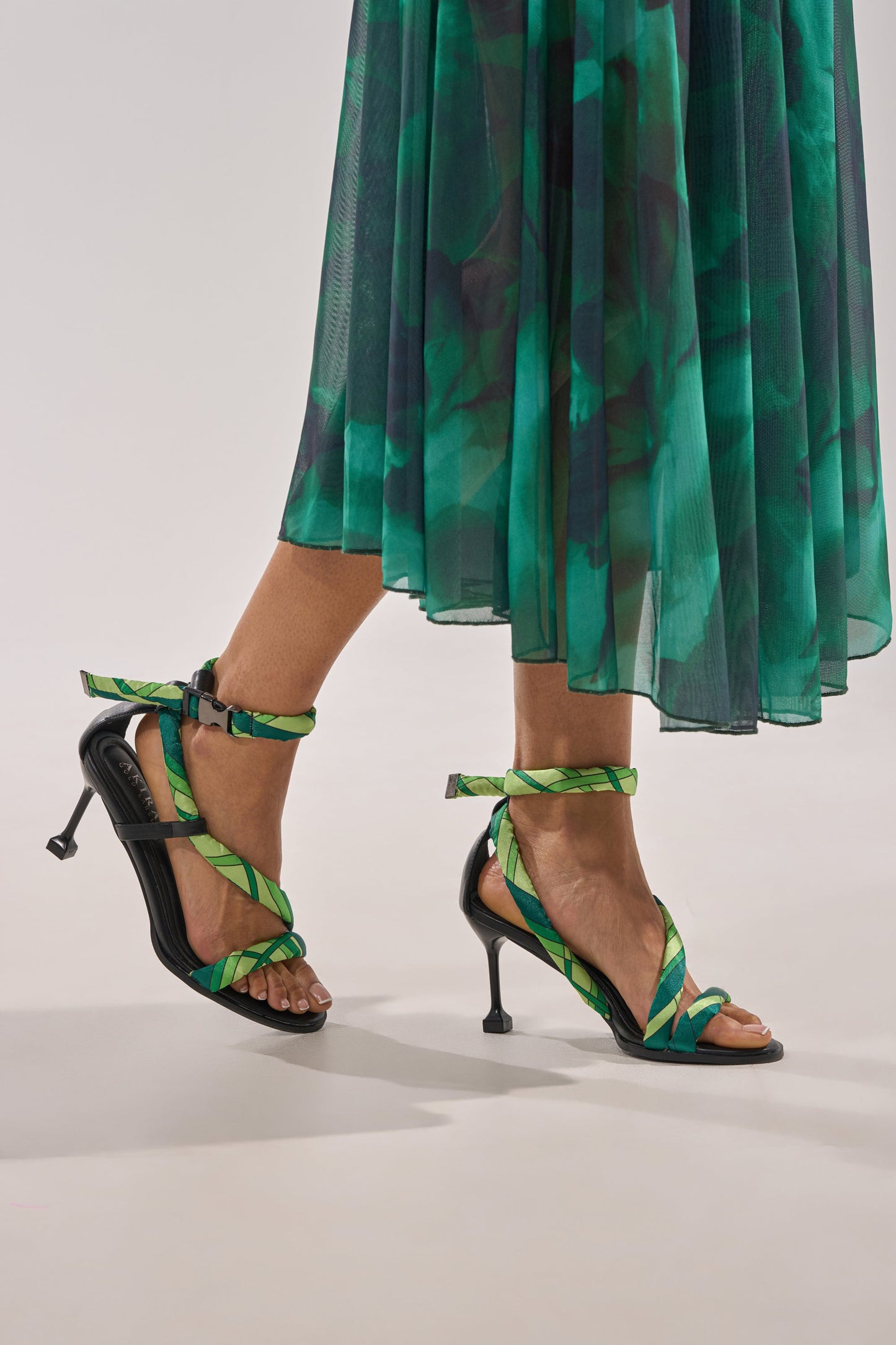 AKIRA GOLD ABSTRACT PRINT PU STILETTO SANDAL