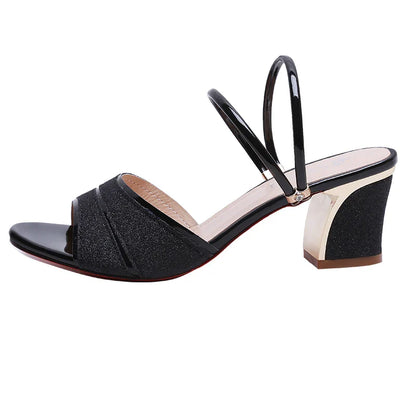 2024 New fashion Women's sandals Word Buckle  High Heels Summer New Fish Mouth Sexy Sandals Women's Shoes Gold