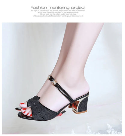 2024 New fashion Women's sandals Word Buckle  High Heels Summer New Fish Mouth Sexy Sandals Women's Shoes Gold