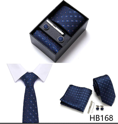 Jacquard Fashion Brand Tie Pocket Squares Set For Men Tie Handkerchief  Cufflink Necktie Gift Box Fit Wedding Holiday Workplace