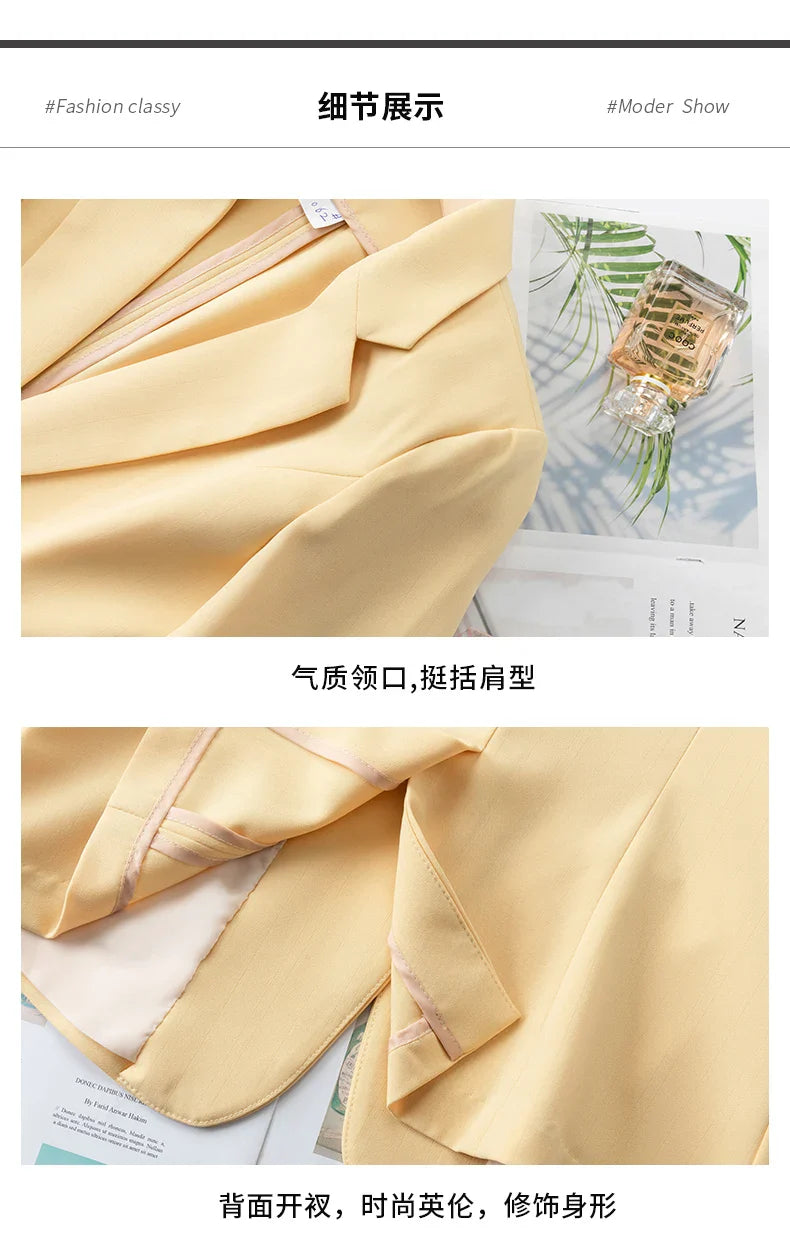 Naviu New Fashion Summer Temperament Slim Suits Women Business Formal Half Sleeve Blazer And Pants Office Ladies Work Wear