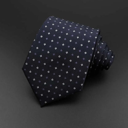 New Men's Tie Classic Solid Color Stripe Flower Floral 8cm Jacquard Necktie Accessories Daily Wear Cravat Wedding Party Gift