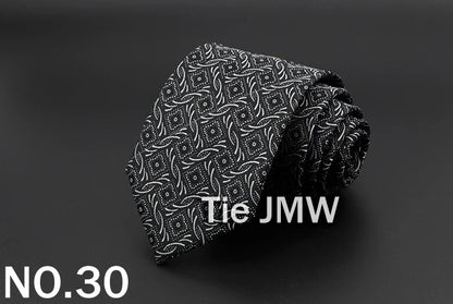 New Men's Tie Classic Solid Color Stripe Flower Floral 8cm Jacquard Necktie Accessories Daily Wear Cravat Wedding Party Gift