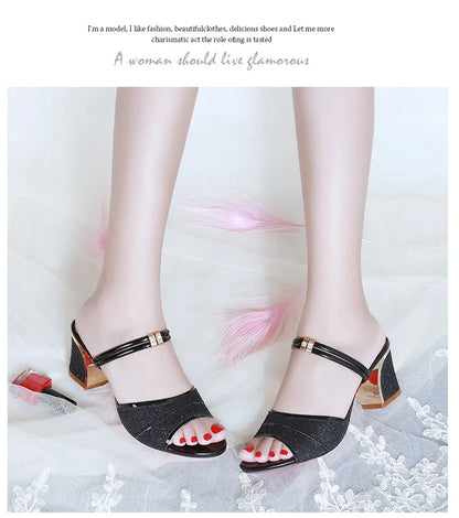 2024 New fashion Women's sandals Word Buckle  High Heels Summer New Fish Mouth Sexy Sandals Women's Shoes Gold