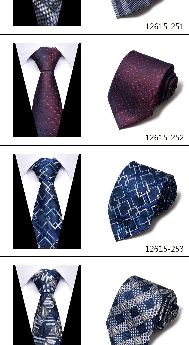 Tie For Men Newest design Luxurious 7.5 cm Necktie Shirt Accessories Striped Dark Red Man's New Year's Day