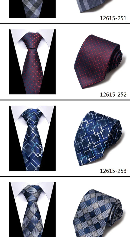 Tie For Men Newest design Luxurious 7.5 cm Necktie Shirt Accessories Striped Dark Red Man's New Year's Day
