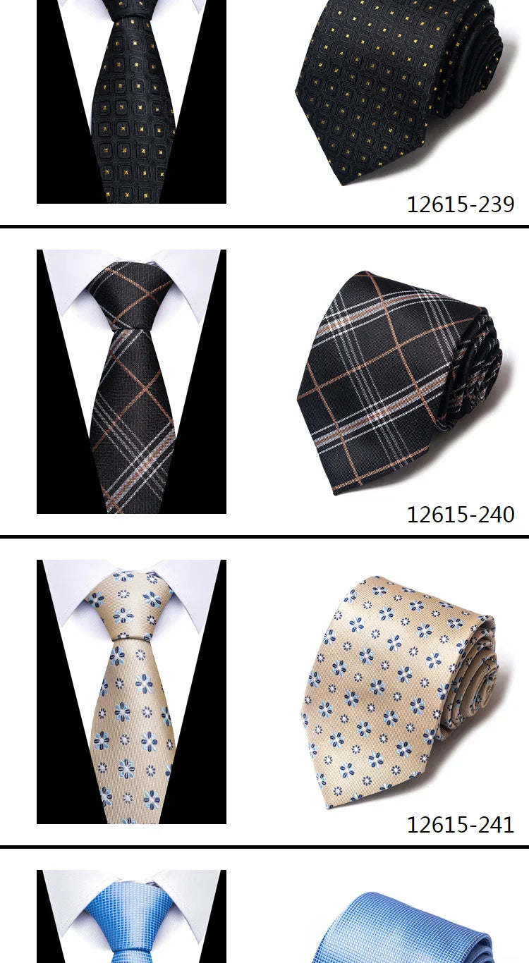 Tie For Men Newest design Luxurious 7.5 cm Necktie Shirt Accessories Striped Dark Red Man's New Year's Day