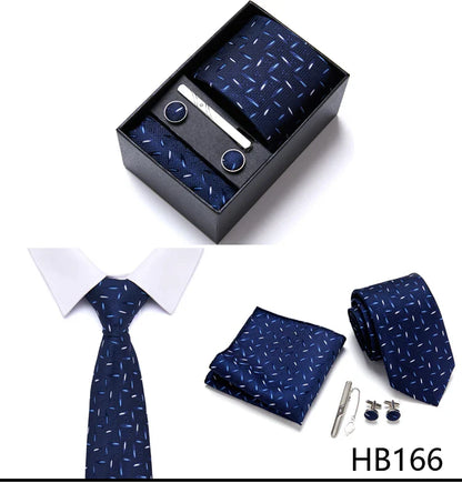 Jacquard Fashion Brand Tie Pocket Squares Set For Men Tie Handkerchief  Cufflink Necktie Gift Box Fit Wedding Holiday Workplace