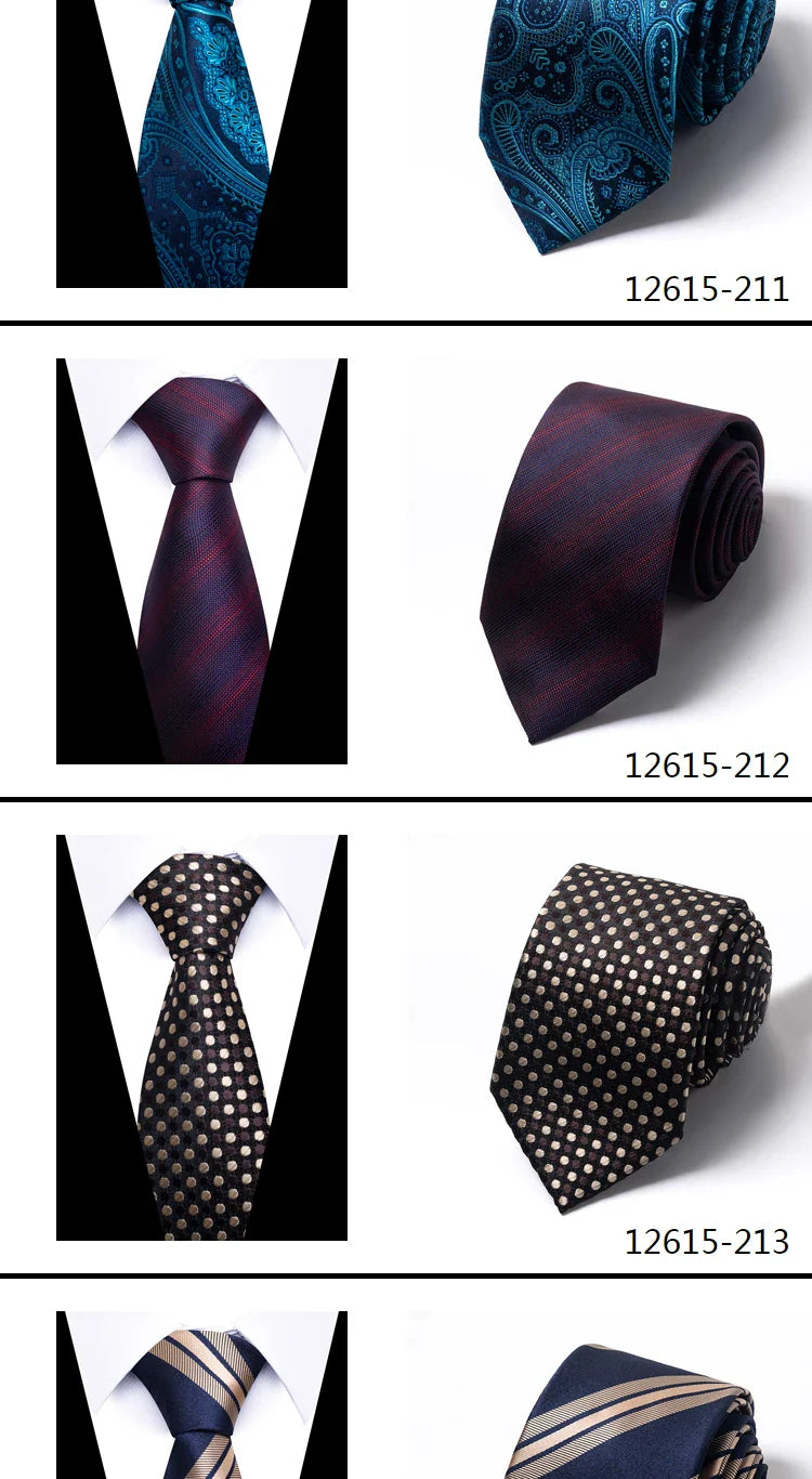 Tie For Men Newest design Luxurious 7.5 cm Necktie Shirt Accessories Striped Dark Red Man's New Year's Day