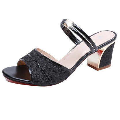 2024 New fashion Women's sandals Word Buckle  High Heels Summer New Fish Mouth Sexy Sandals Women's Shoes Gold
