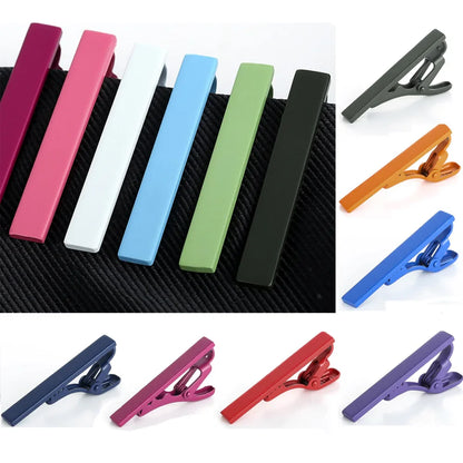 Men Classic Candy Color Tie Clasp Necktie Party Tie Clips Wedding Accessories