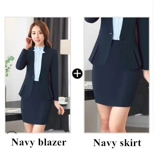 Fashion Business Women Interview Pants Suit Work Wear Office Ladies Long Sleeve Slim Formal Blazer and Trousers Set
