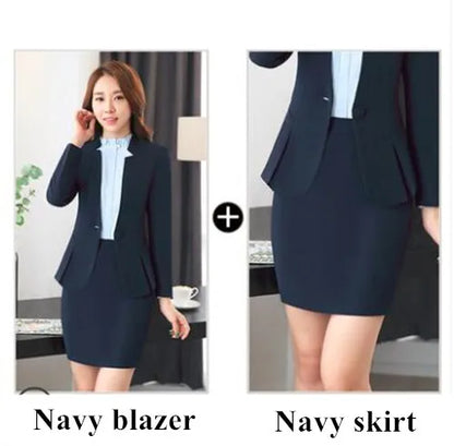 Fashion Business Women Interview Pants Suit Work Wear Office Ladies Long Sleeve Slim Formal Blazer and Trousers Set