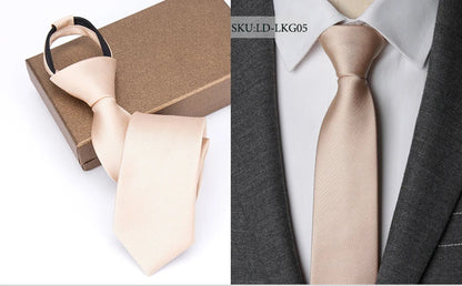 Men Necktie Zipper Lazy Tie Fashion Solid 6cm Ties Business for Man Gravatas Handkerchief Bowtie Mens Wedding Shirt Accessories