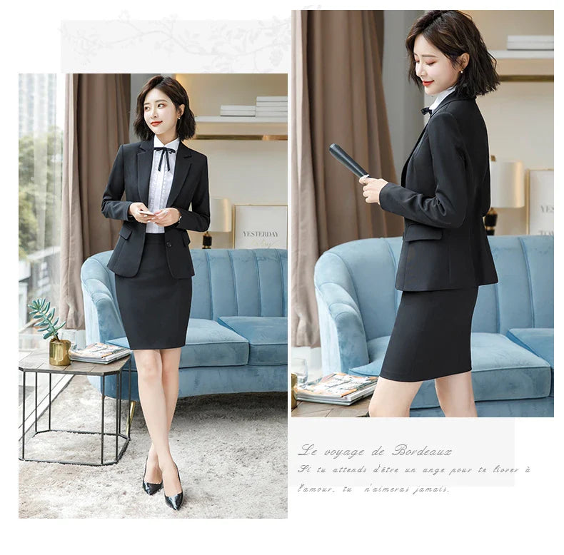 NAVIU New Fashion 2 Pieces Set Women Pant Suit Slim Work Wear Office Ladies Long Sleeve Blazer and Trousers Outfits