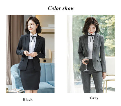 NAVIU New Fashion 2 Pieces Set Women Pant Suit Slim Work Wear Office Ladies Long Sleeve Blazer and Trousers Outfits