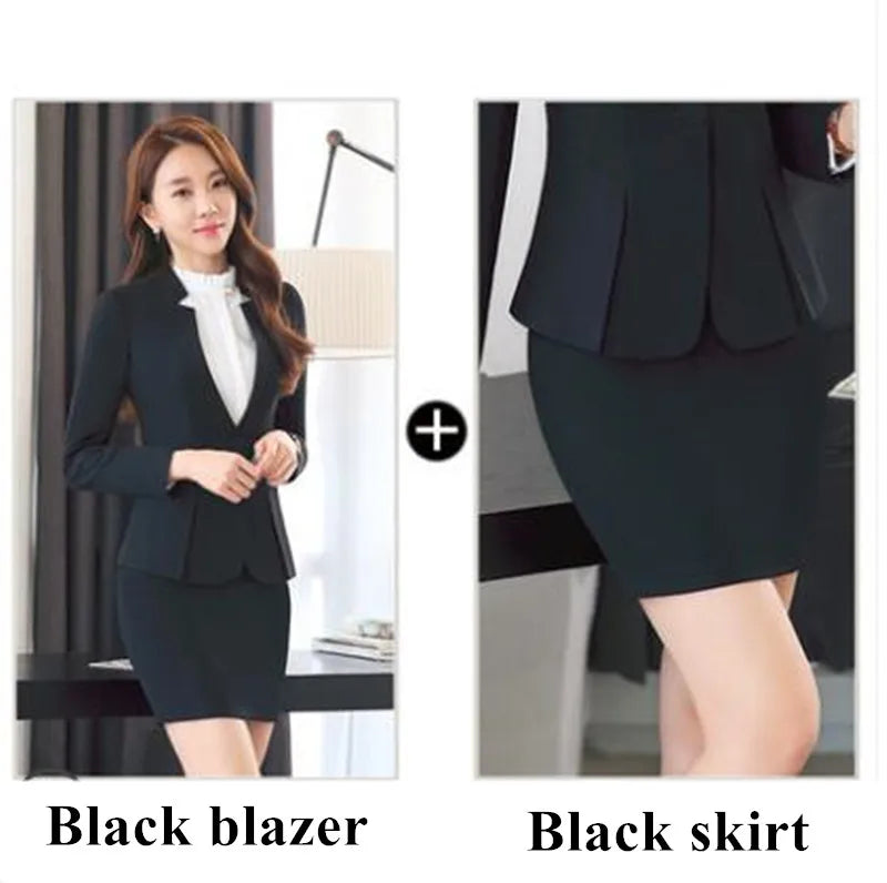 Fashion Business Women Interview Pants Suit Work Wear Office Ladies Long Sleeve Slim Formal Blazer and Trousers Set
