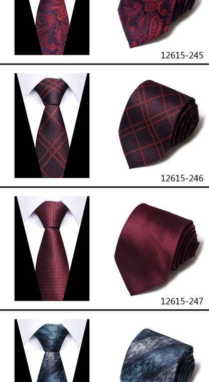 Tie For Men Newest design Luxurious 7.5 cm Necktie Shirt Accessories Striped Dark Red Man's New Year's Day