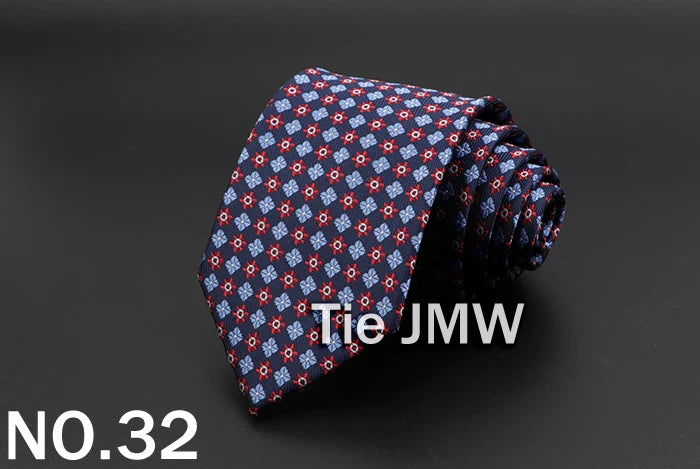 New Men's Tie Classic Solid Color Stripe Flower Floral 8cm Jacquard Necktie Accessories Daily Wear Cravat Wedding Party Gift