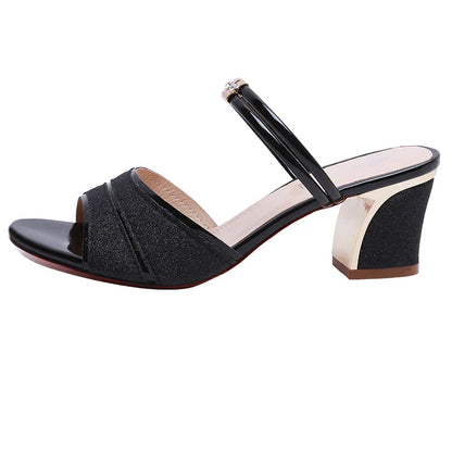 2024 New fashion Women's sandals Word Buckle  High Heels Summer New Fish Mouth Sexy Sandals Women's Shoes Gold