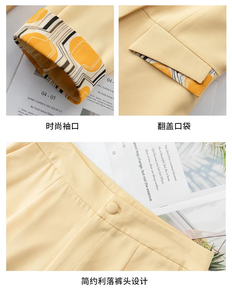 Naviu New Fashion Summer Temperament Slim Suits Women Business Formal Half Sleeve Blazer And Pants Office Ladies Work Wear