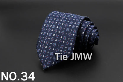 New Men's Tie Classic Solid Color Stripe Flower Floral 8cm Jacquard Necktie Accessories Daily Wear Cravat Wedding Party Gift
